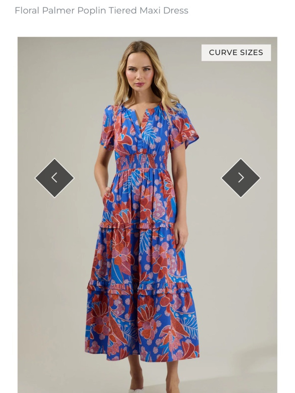 Amazonia Blue Floral Palmer Poplin Tiered Maxi Dress